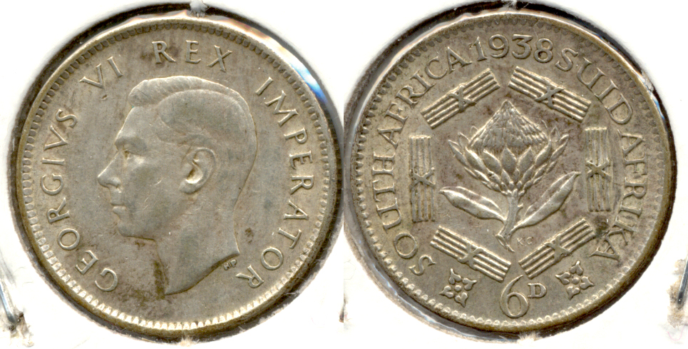 1938 South Africa 6 Pence VF-30