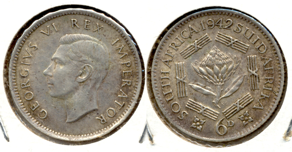 1942 South Africa 6 Pence EF-40