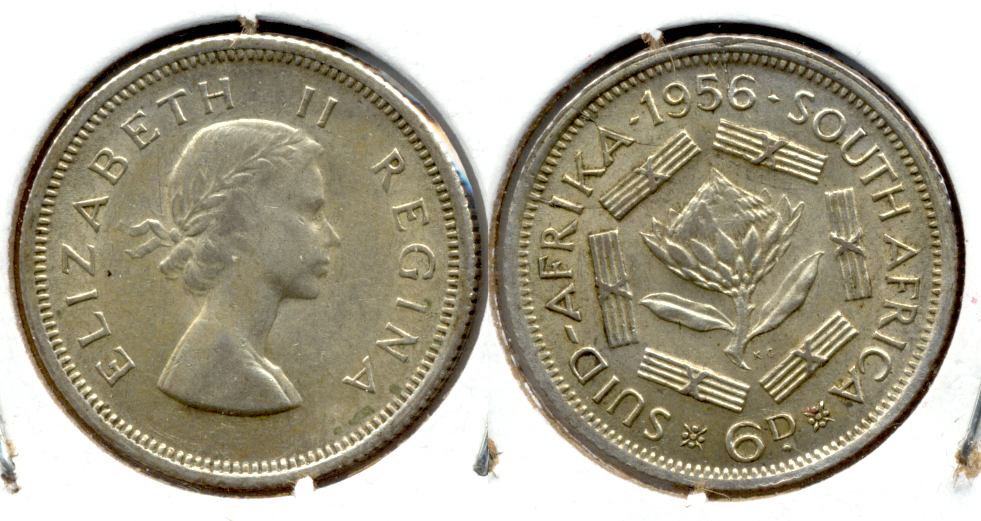 1956 South Africa 6 Pence EF-40