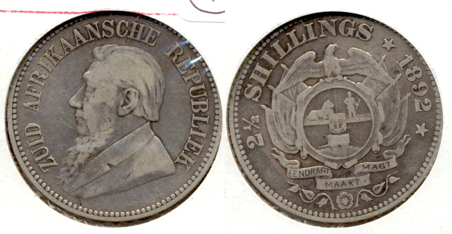 1892 South Africa Half Crown VF-20