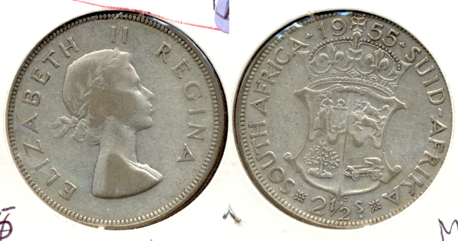 1955 South Africa Half Crown Fine-15