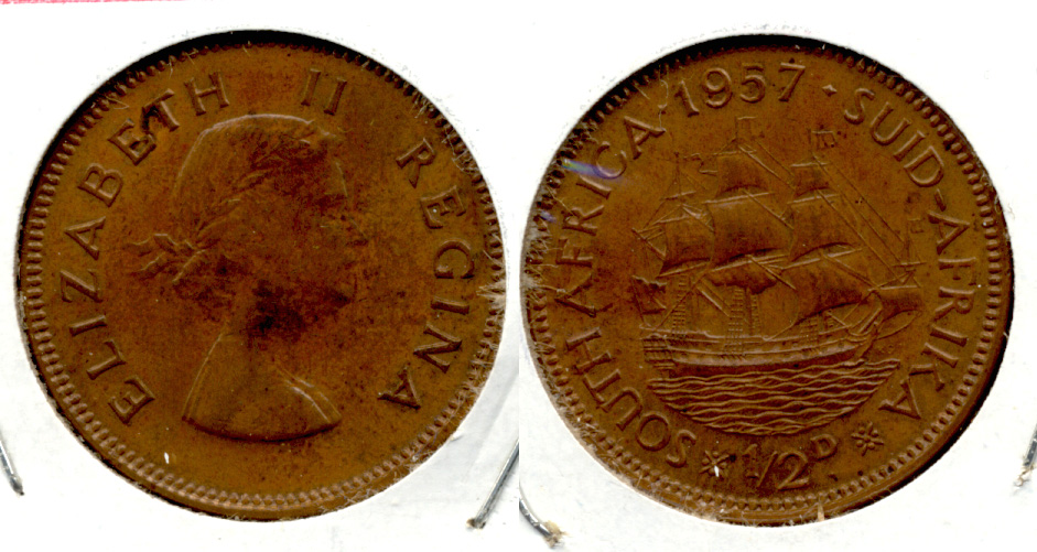 1957 South Africa 1/2 Penny EF-40