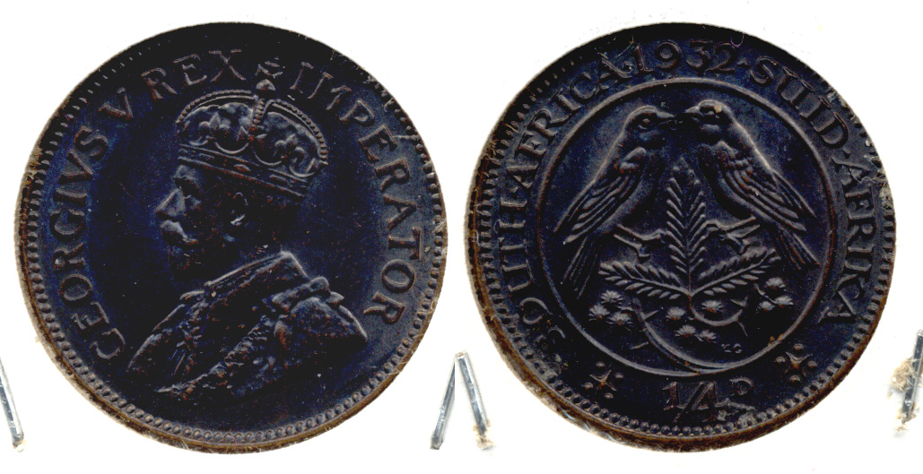 1932 South Africa 1/4 Penny AU-50