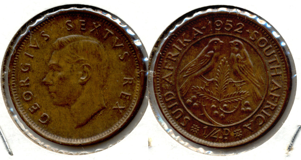 1952 South Africa 1/4 Penny EF-40