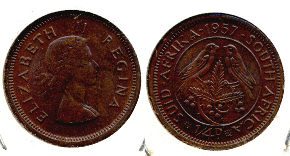 1957 South Africa 1/4 Penny AU-50