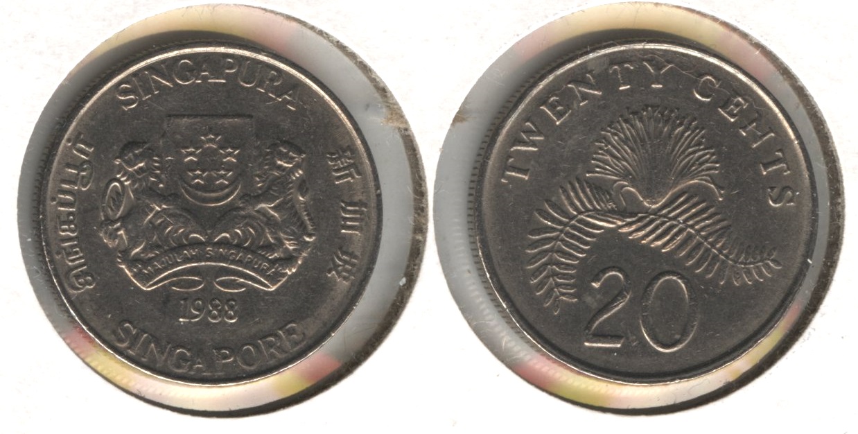 1988 Singapore 20 Cents EF-40