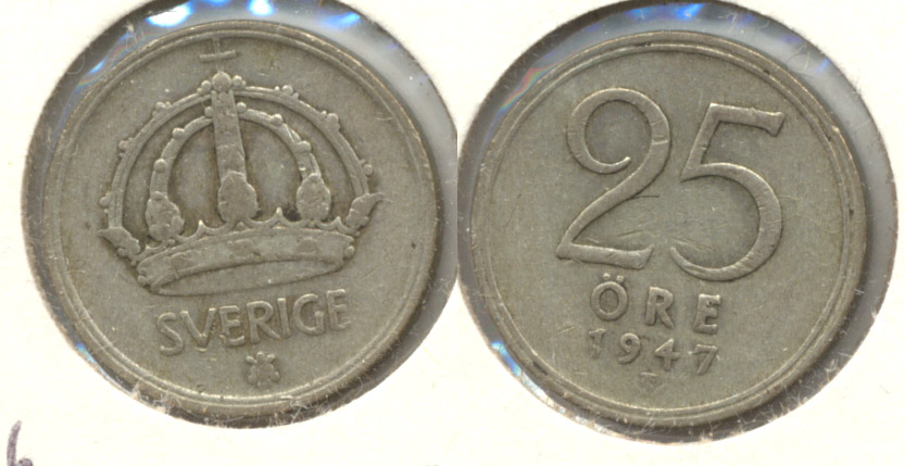 1947 Sweden 25 Ore Fine-12