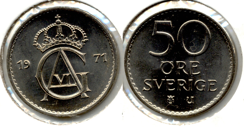 1971 Sweden 50 Ore MS