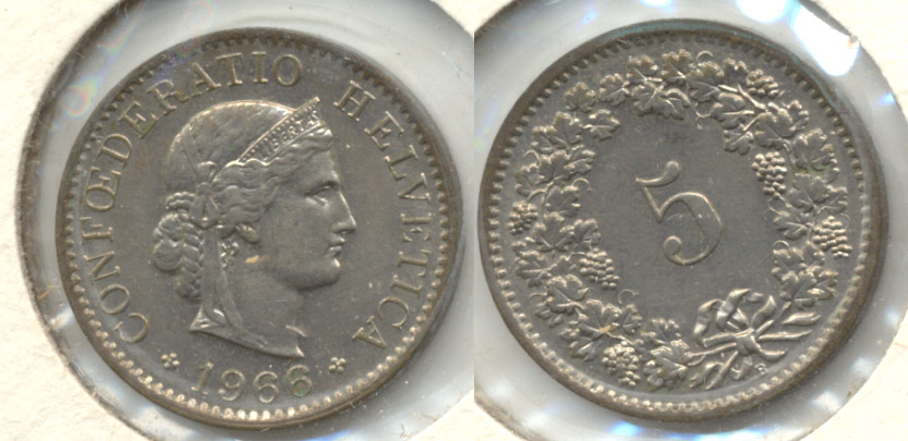 1966-B Switzerland 5 Rappen EF-40