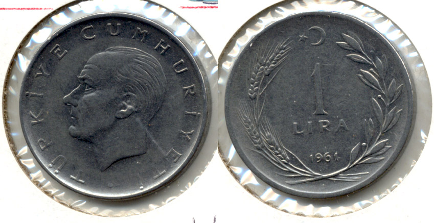 1961 Turkey 1 Lira AU-50