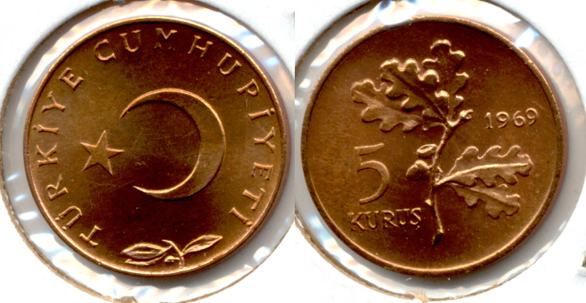 1969 Turkey 5 Kurus Uncirculated