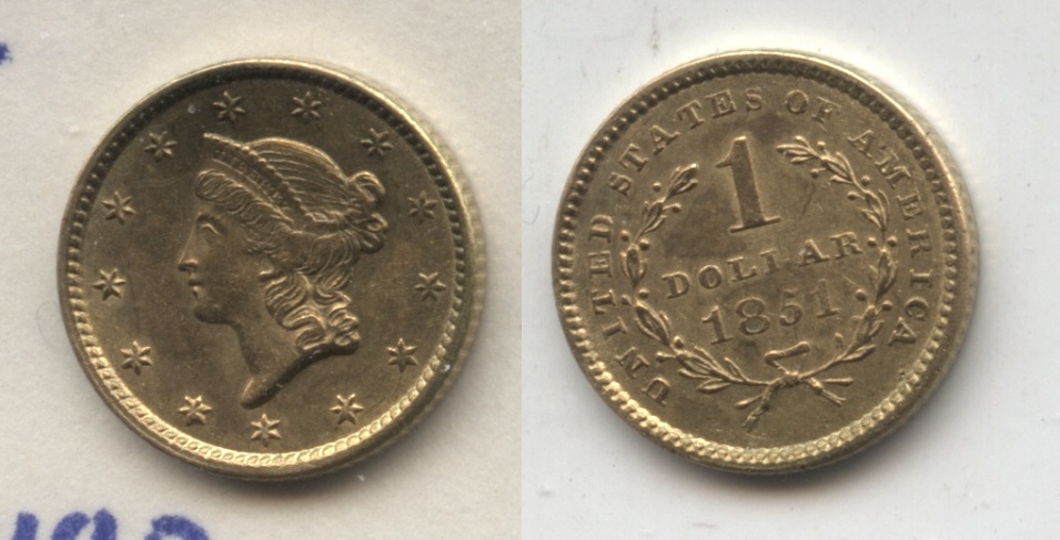 1851 Type 1 Gold Dollar AU-53