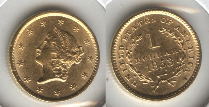 1853 Type 1 Gold Dollar AU-55 #a