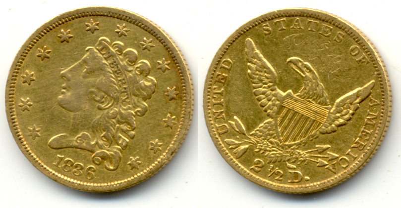1836 Classic Head 2.50 Quarter Eagle EF-40