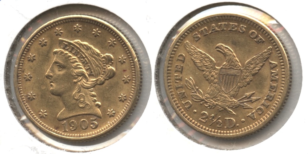 1905 Liberty Head $2.50 Quarter Eagle AU-55