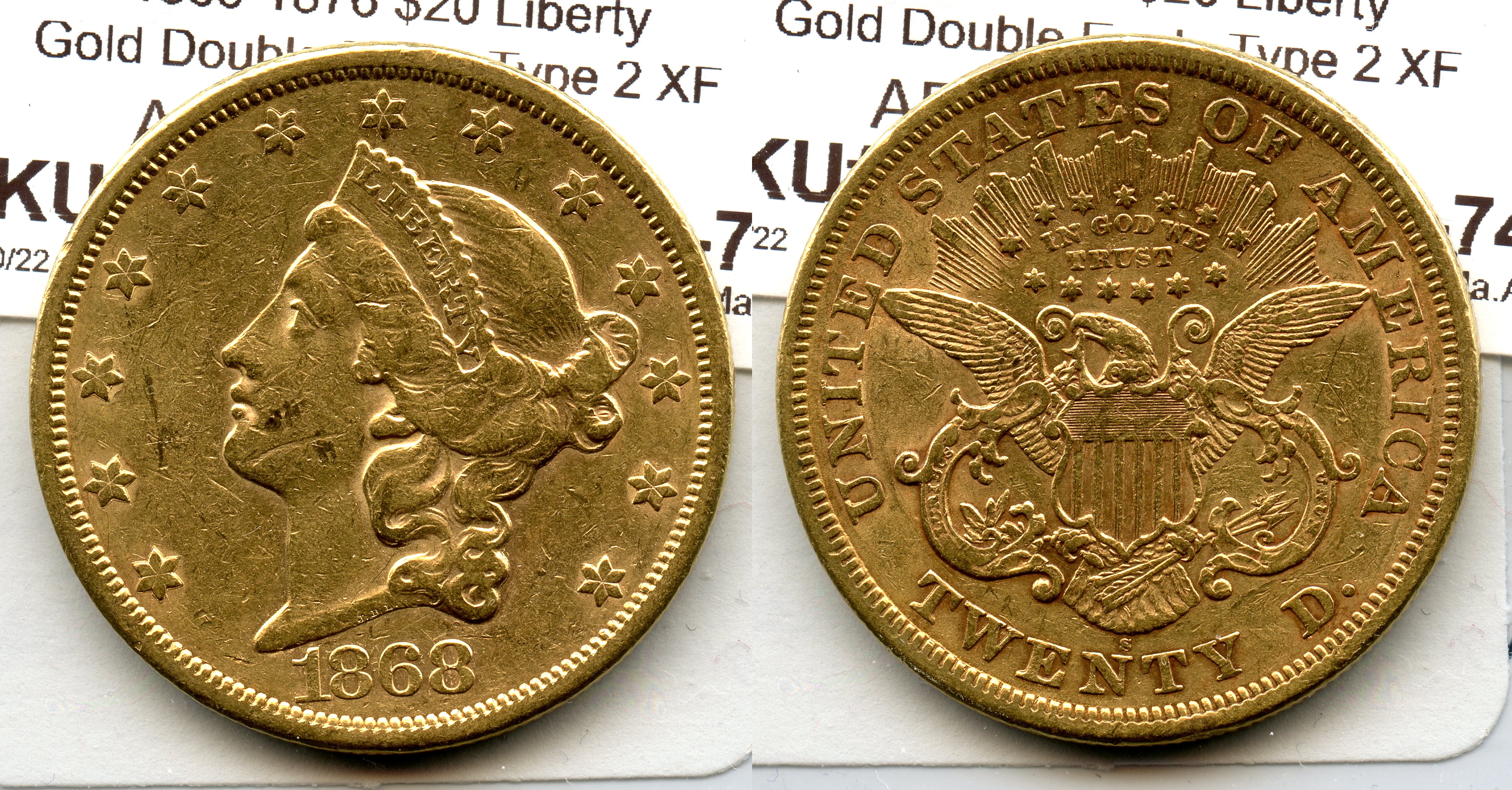 1868-S Liberty Head $20.00 Gold Double Eagle EF-40 large