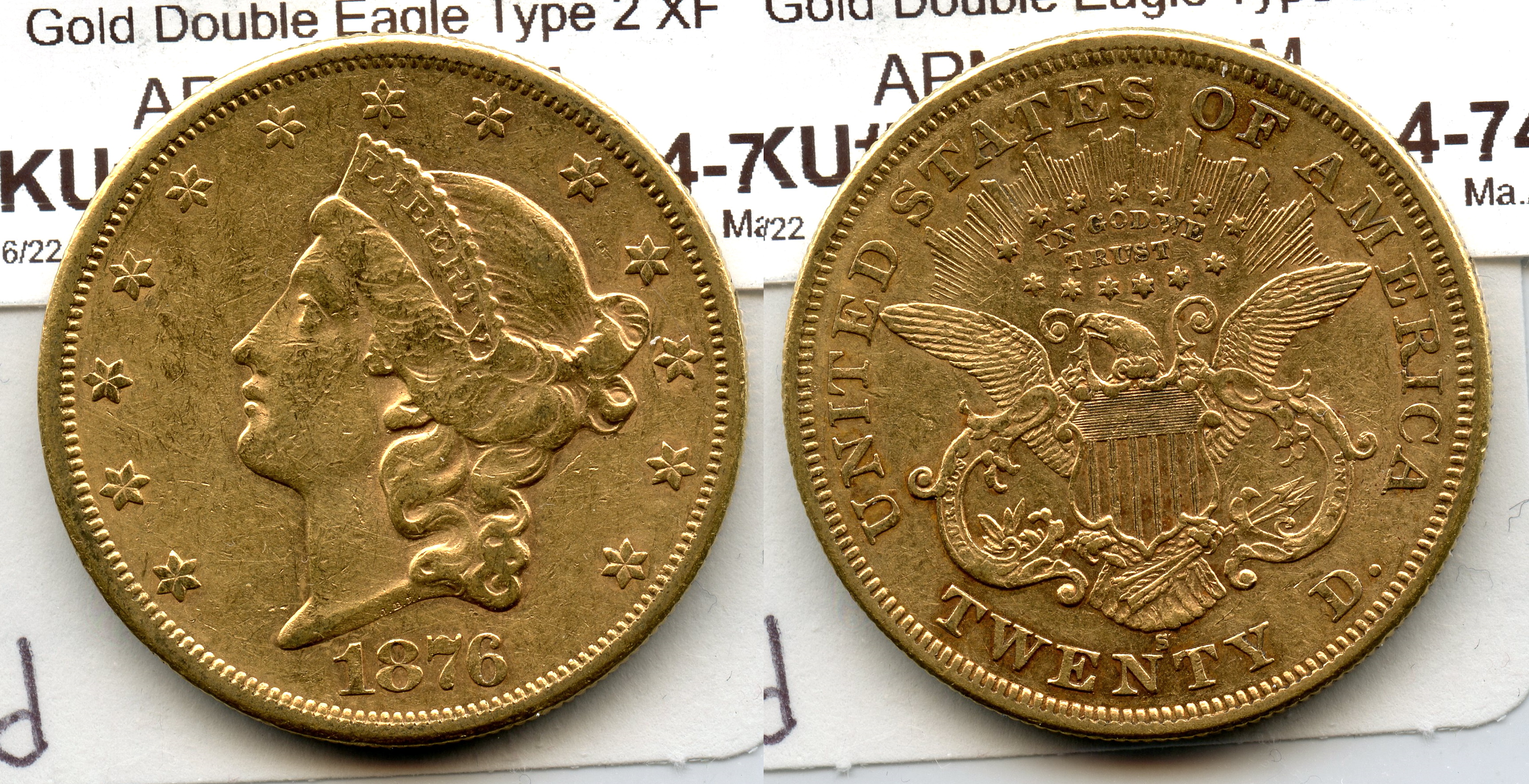 1876-S Liberty Head $20.00 Gold Double Eagle EF-40 #d large