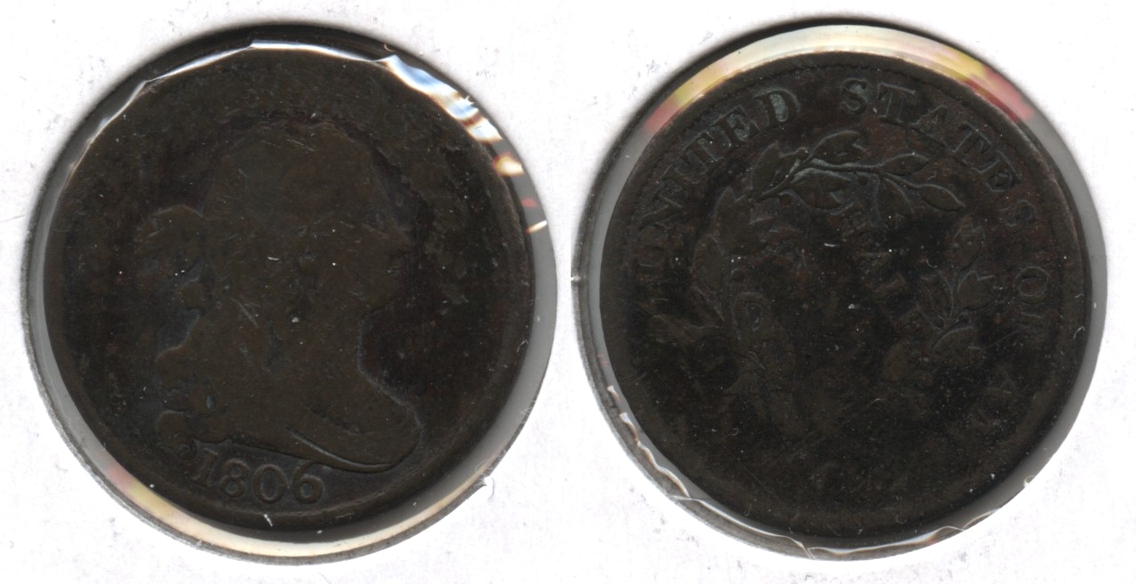1806 Draped Bust Half Cent VG-8 Light Porosity
