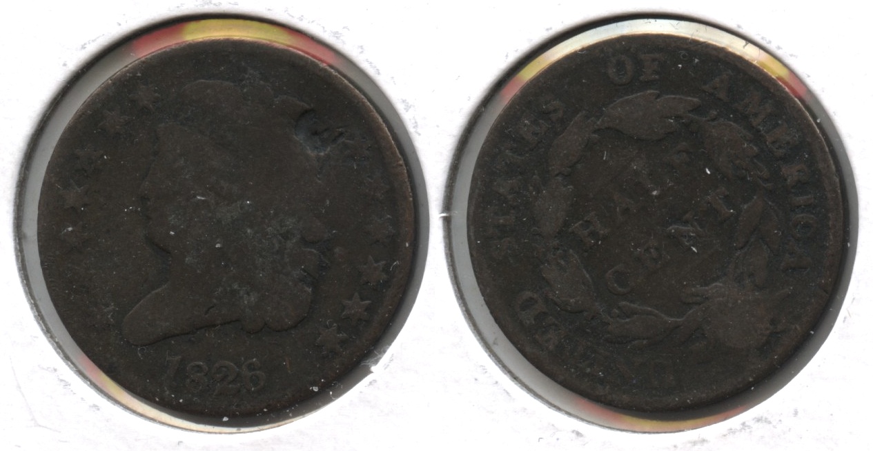 1826 Classic Head Half Cent Good-4 Obverse Hit