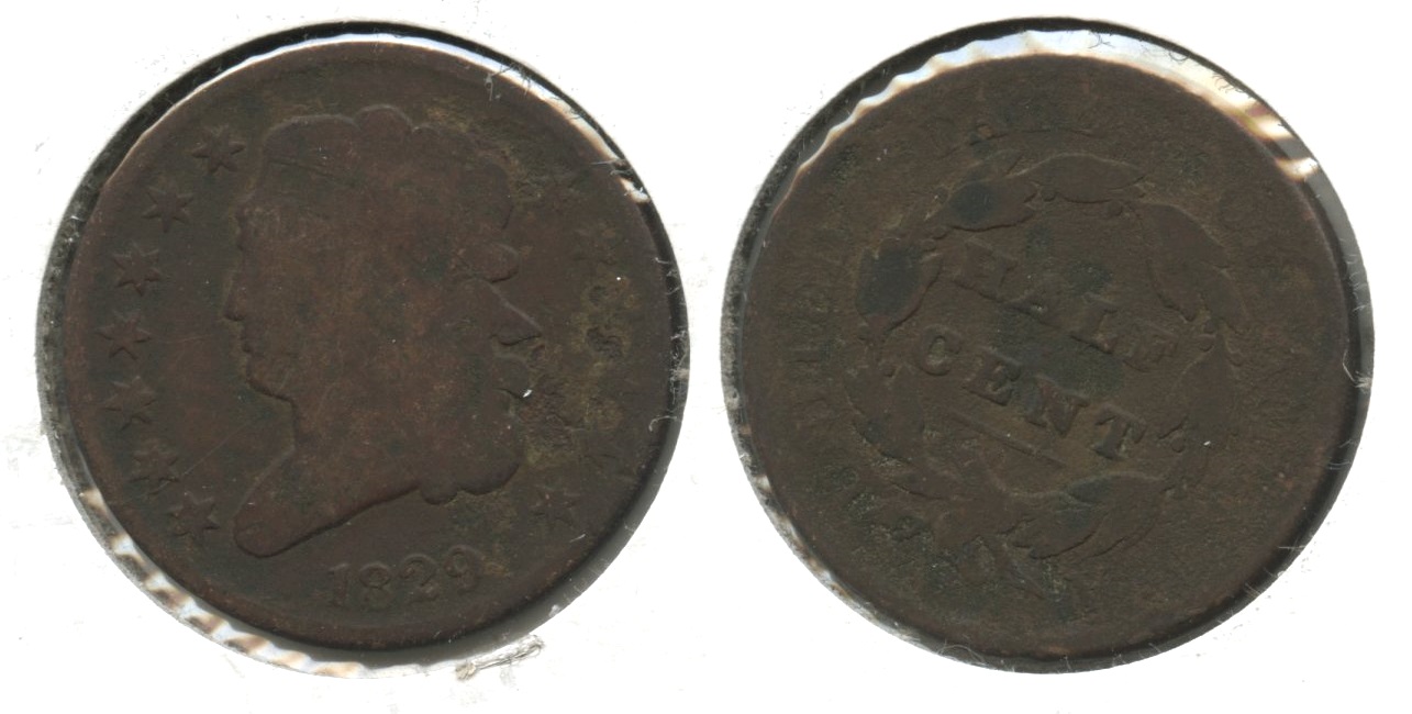 1829 Classic Head Half Cent Fair-2+