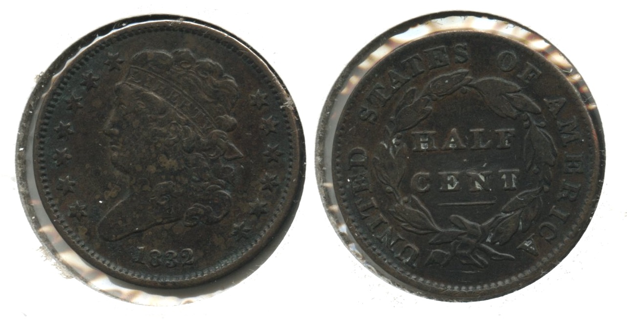 1832 Classic Head Half Cent VF-20 Obverse Scratch
