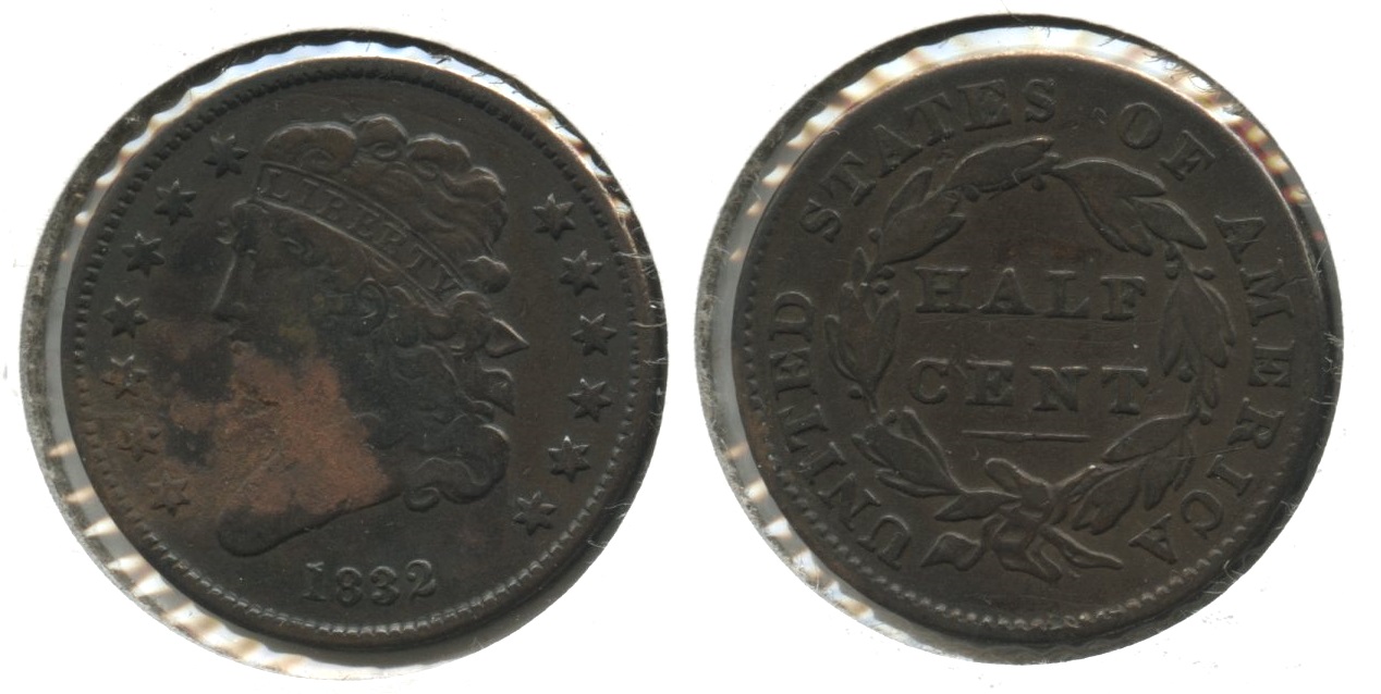 1832 Classic Head Half Cent VG-8 Matter Patch