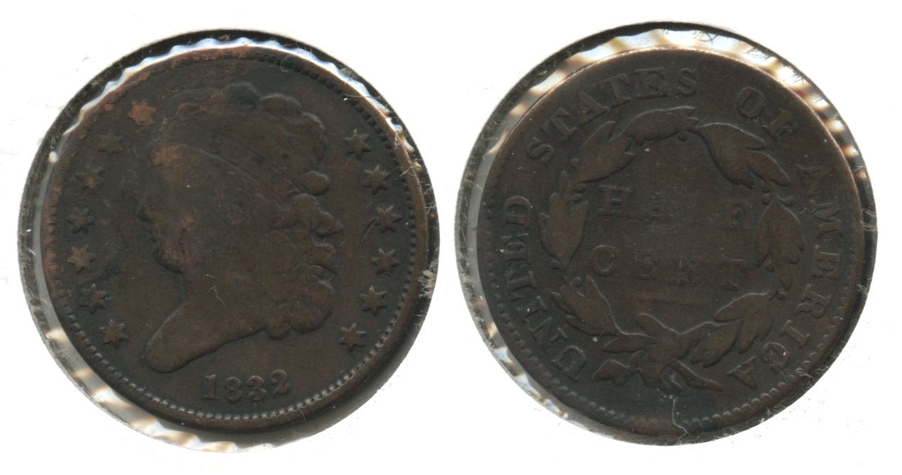 1832 Classic Head Half Cent VG-8 #a Darker Patch