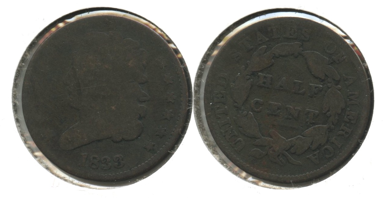 1833 Classic Head Half Cent AG-3