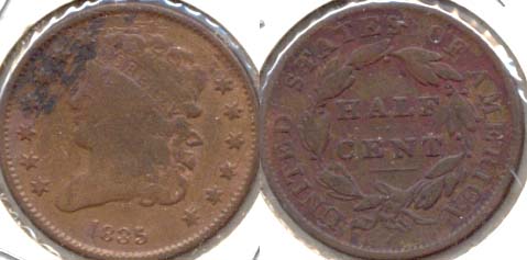 1835 Classic Head Half Cent AG-3