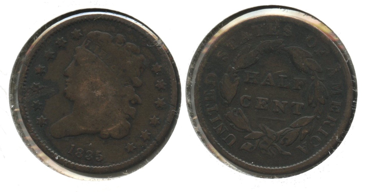 1835 Classic Head Half Cent Good-4 #b Dark Area