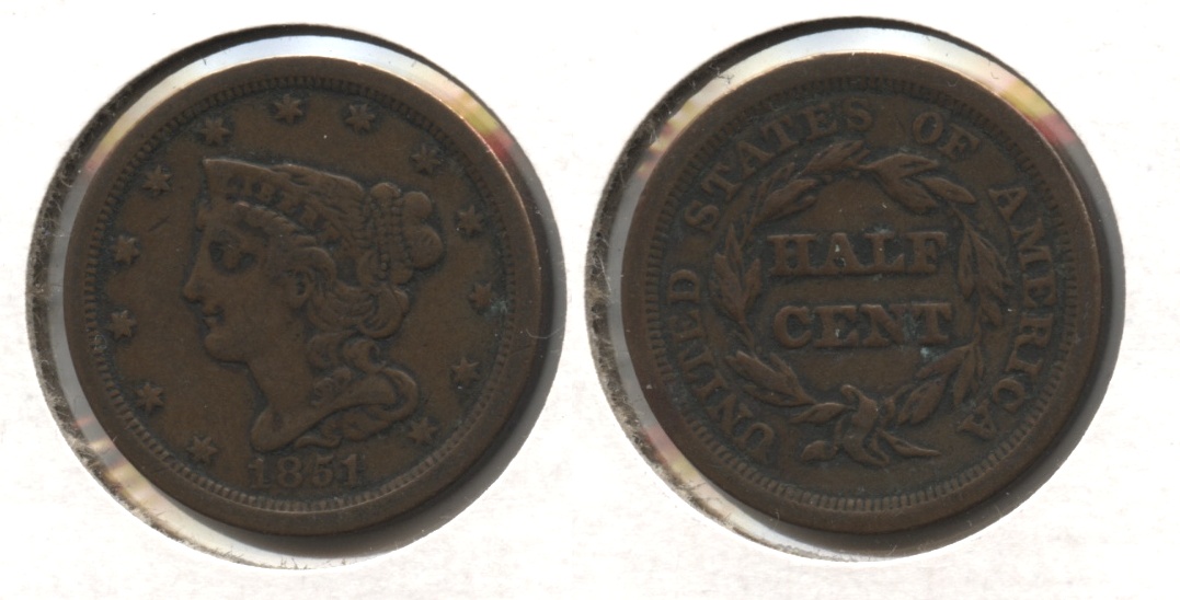 1851 Coronet Half Cent VF-20