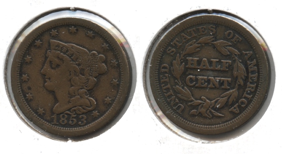 1853 Coronet Half Cent Fine-12
