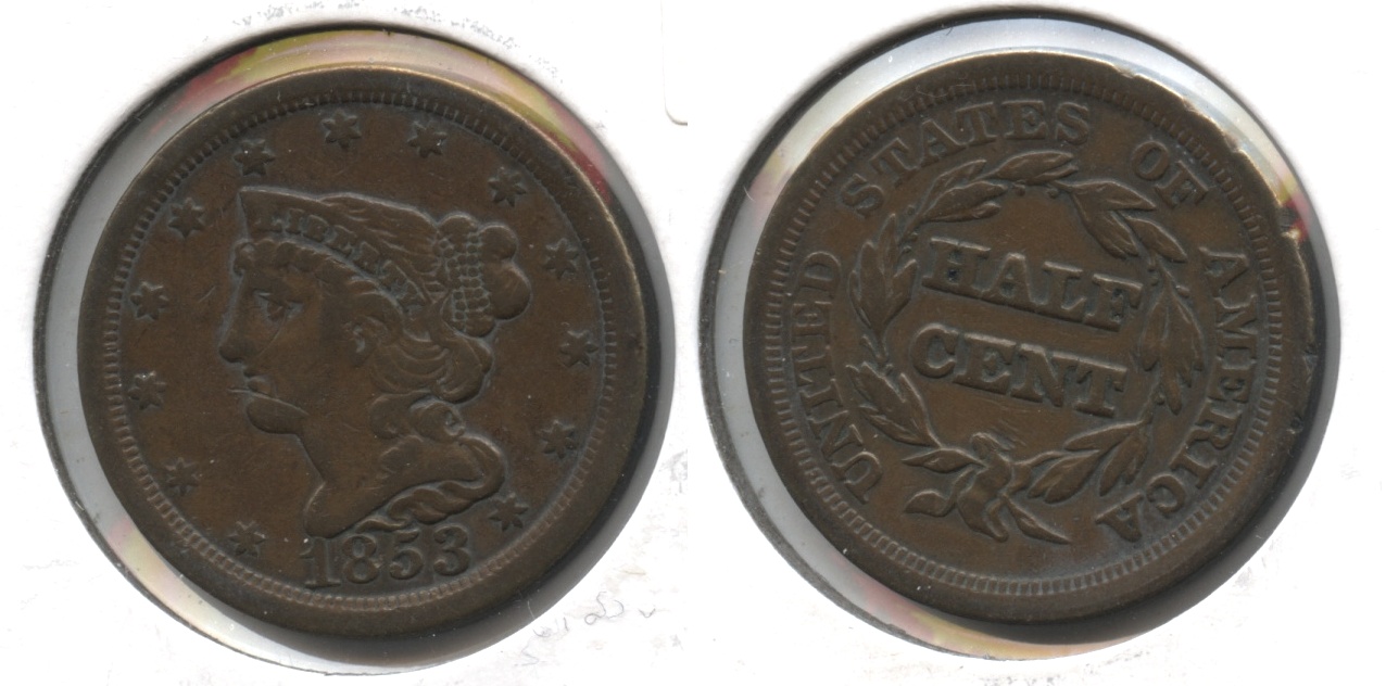 1853 Coronet Half Cent VF-20