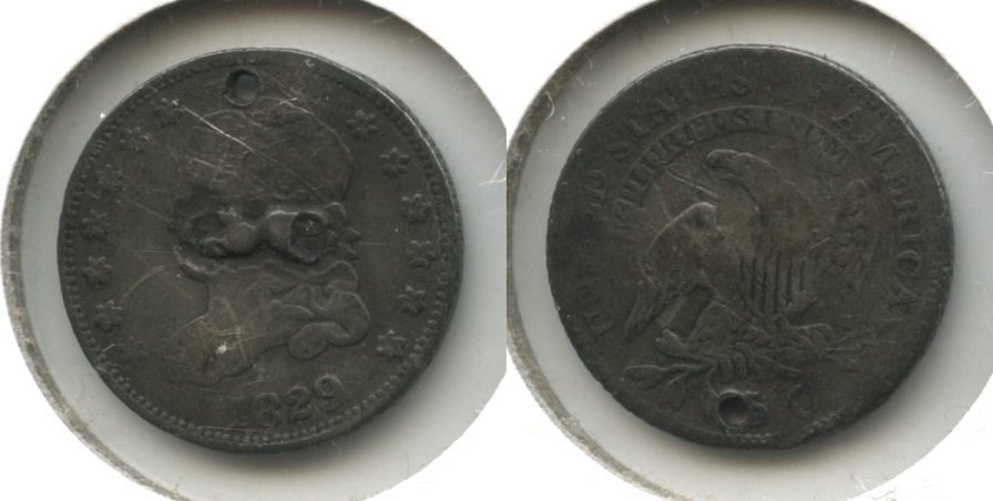 1829 Capped Bust Half Dime VG-8 Holed