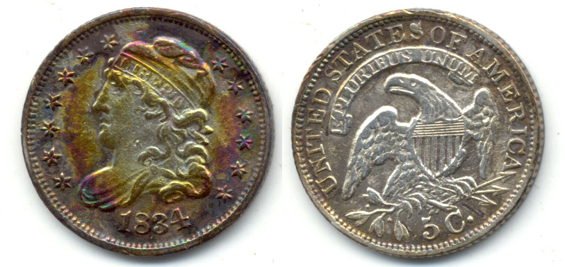 1834 Capped Bust Half Dime AU-50
