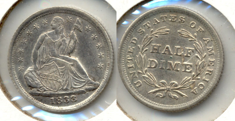 1838 Seated Liberty Half Dime AU-50
