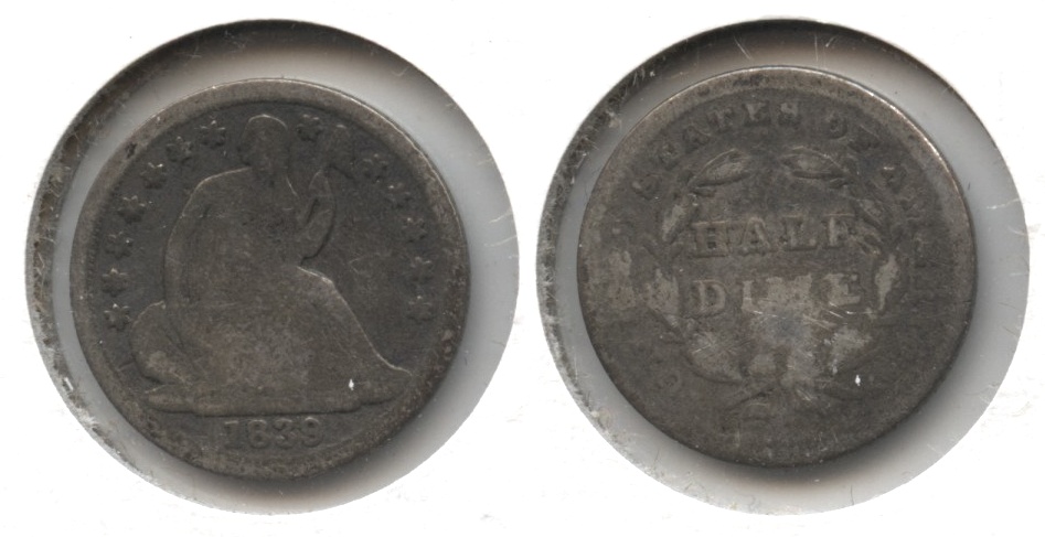 1839 Seated Liberty Half Dime Good-4 Obverse Bump