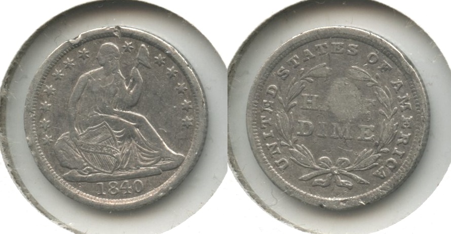 1840 Seated Liberty Half Dime VF-20 Rim Dings