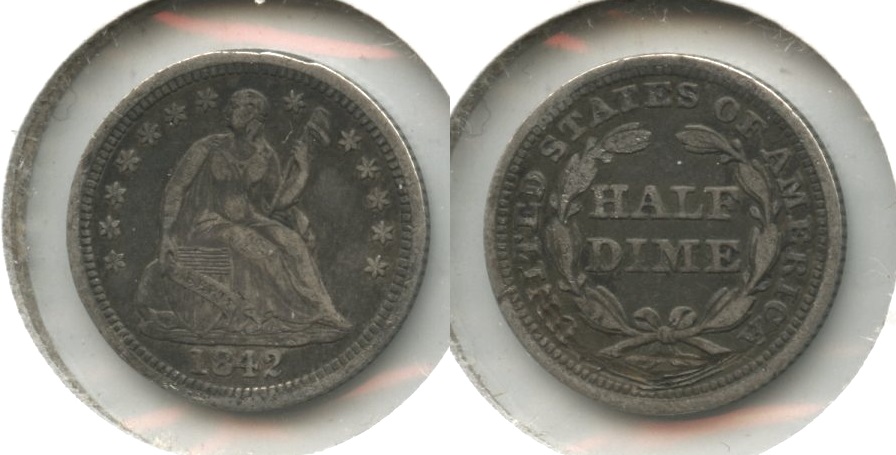 1842 Seated Liberty Half Dime Fine-12 Reverse Scratch