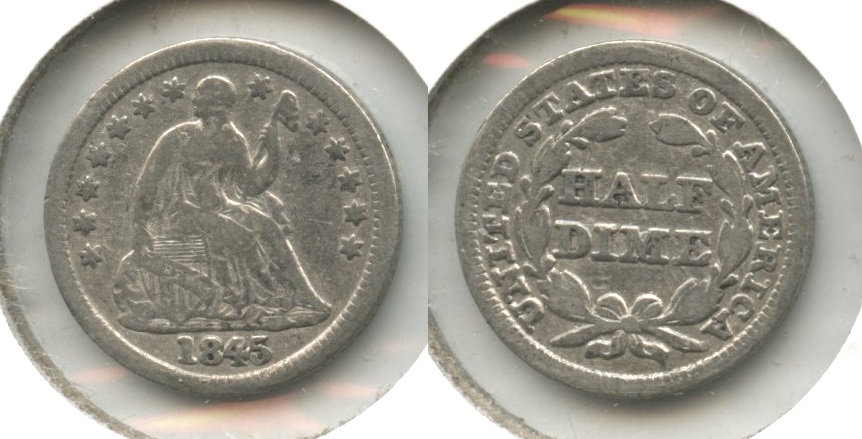 1845 Seated Liberty Half Dime VG-8 Cleaned