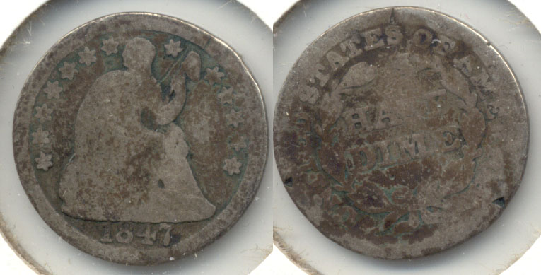 1847 Seated Liberty Half Dime AG-3 Rim Bumps