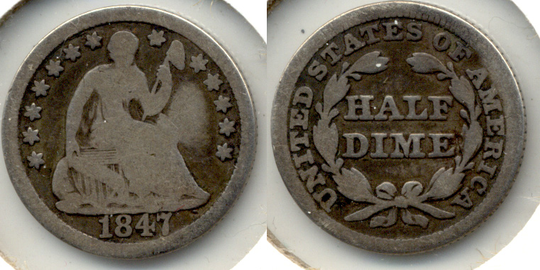 1847 Seated Liberty Half Dime Good-4 Slight Bend