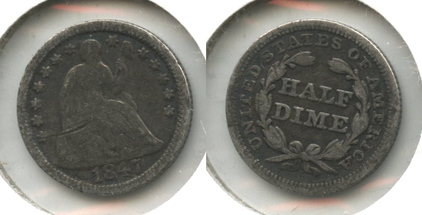 1847 Seated Liberty Half Dime Good-4 #a Obverse Scratch