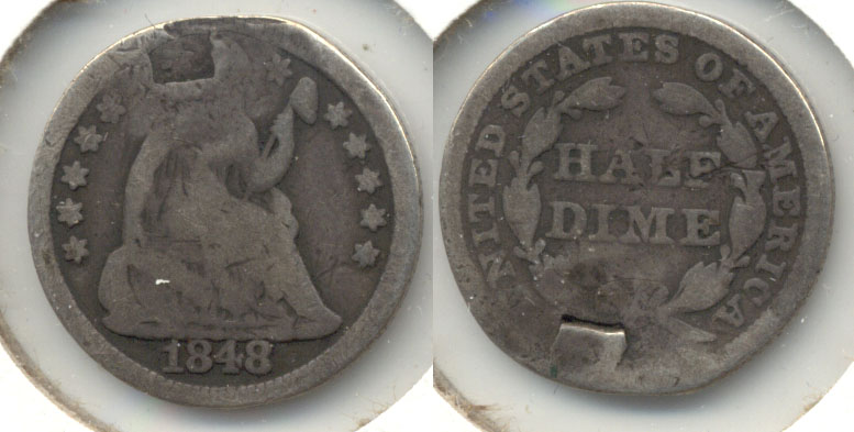 1848 Seated Liberty Half Dime Good-4 Plugged