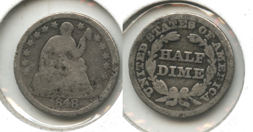 1848 Seated Liberty Half Dime Good-4 #b Porous