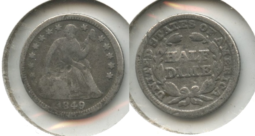 1849 Seated Liberty Half Dime Good-4 #b Obverse Hits
