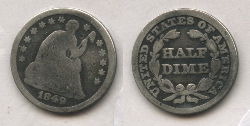 1849 Seated Liberty Half Dime Good-4 #d Warped