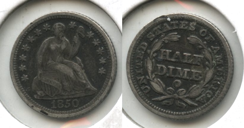 1850-O Seated Liberty Half Dime VF-30 Rim Bump
