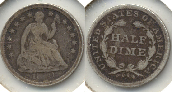 1850 Seated Liberty Half Dime VG-8 Filled Die