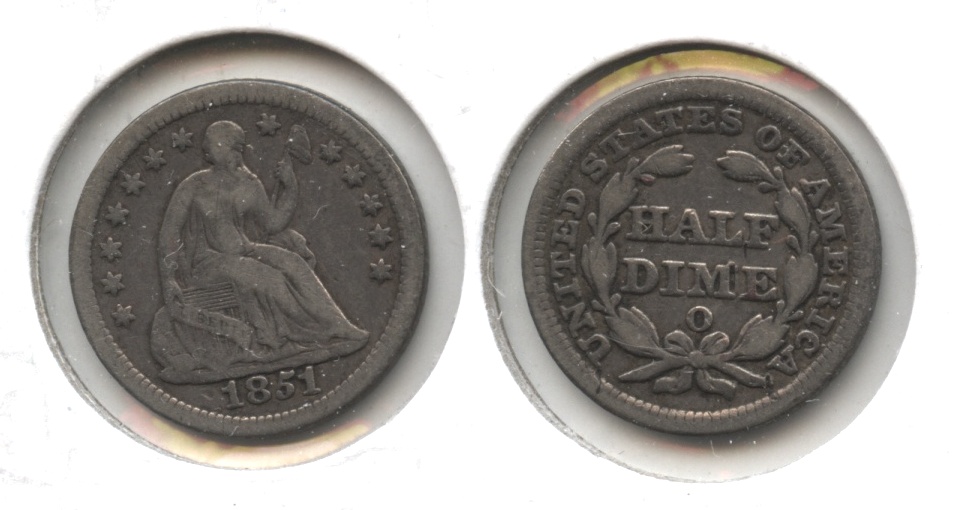 1851-O Seated Liberty Half Dime Fine-12